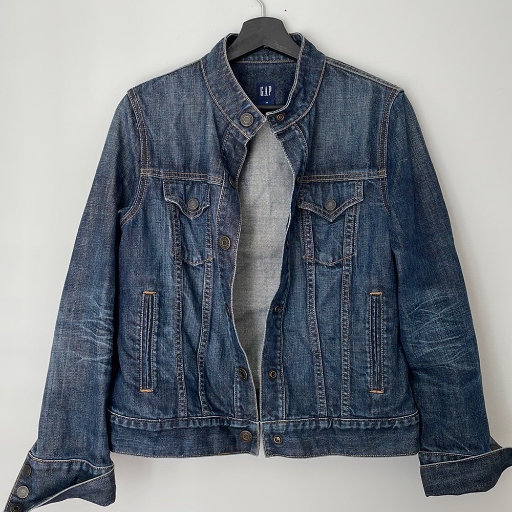Gap Jean Jacket, Size M, Banded Collar